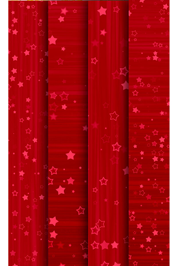 Red Star Themed Gift Package Paper (35X50 cm 4 Pieces)