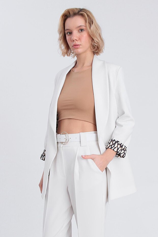 Leopard Patterned Shawl Collar Lining Jacket - 9227 - 7