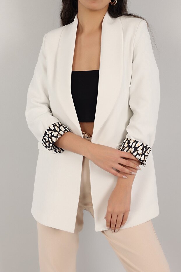 Leopard Patterned Shawl Collar Lining Jacket - 9227 - 1