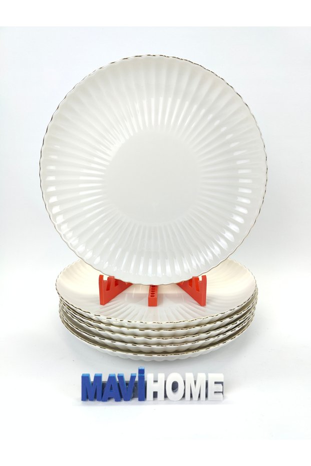 Bone Luz 27 cm Gold Mesh Cream Plate - 6-Piece Serving Set