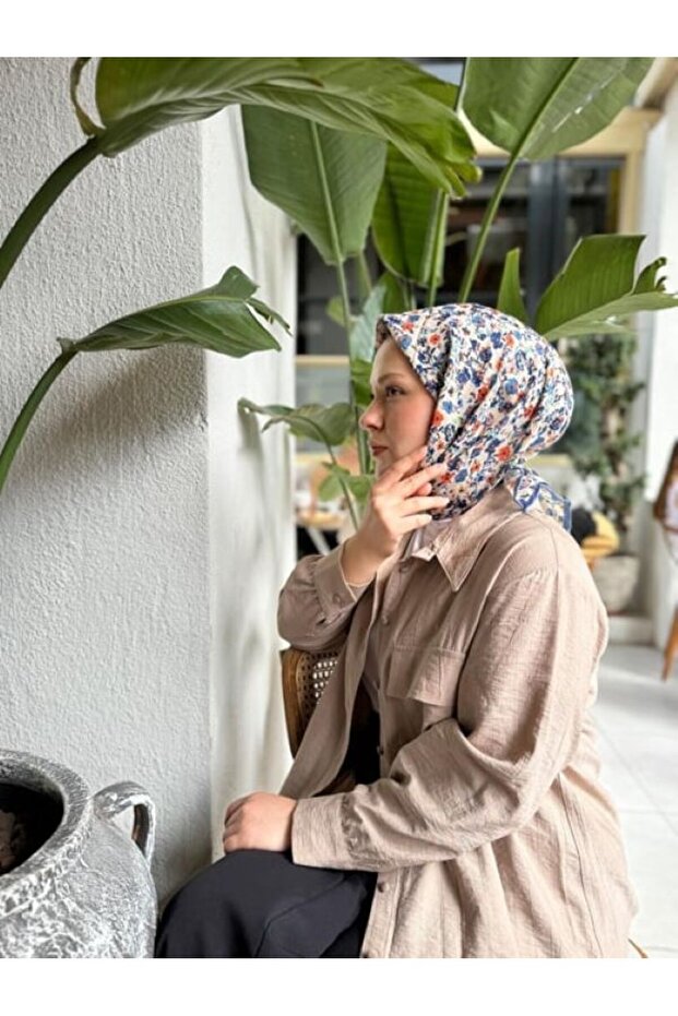 Soft Pamuk Çiçekli Eşarp - 3