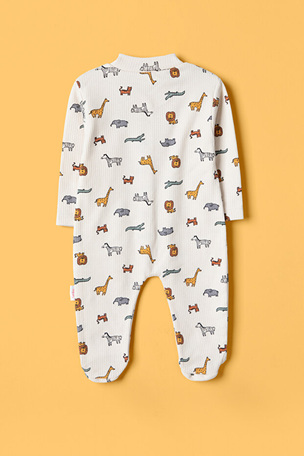 Baskılı Bebek Tulum - Bej - 2