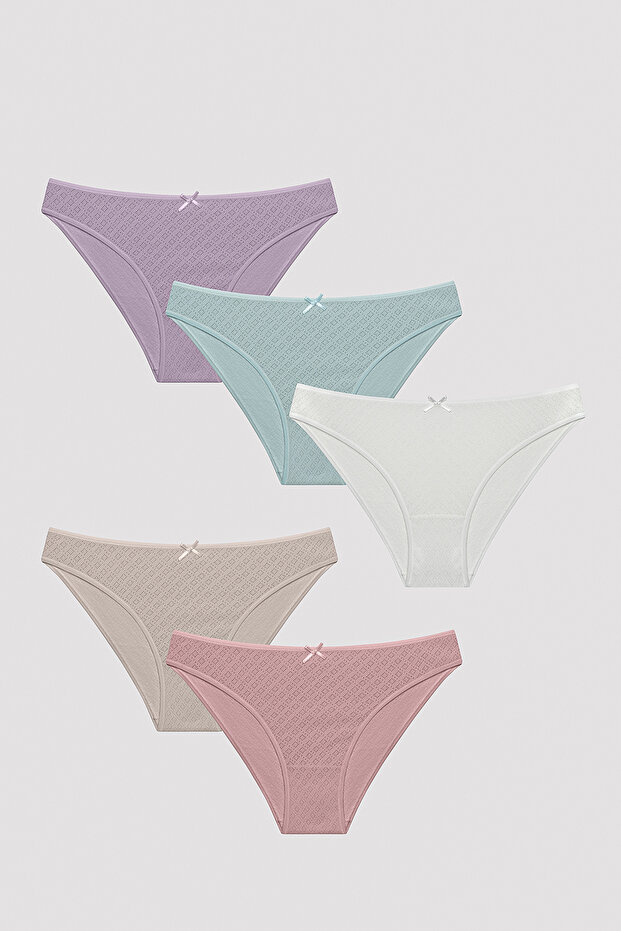 Soft Tones 5-Piece Pointel Multicolor Slip Panties