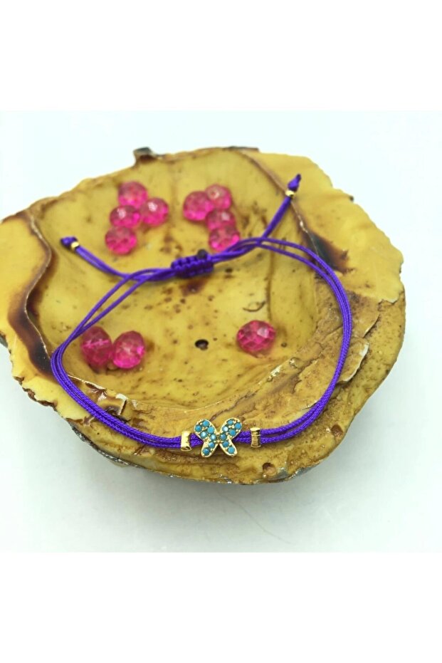 Women's Butterfly Figured Zircon Stone Adjustable Purple Bracelet