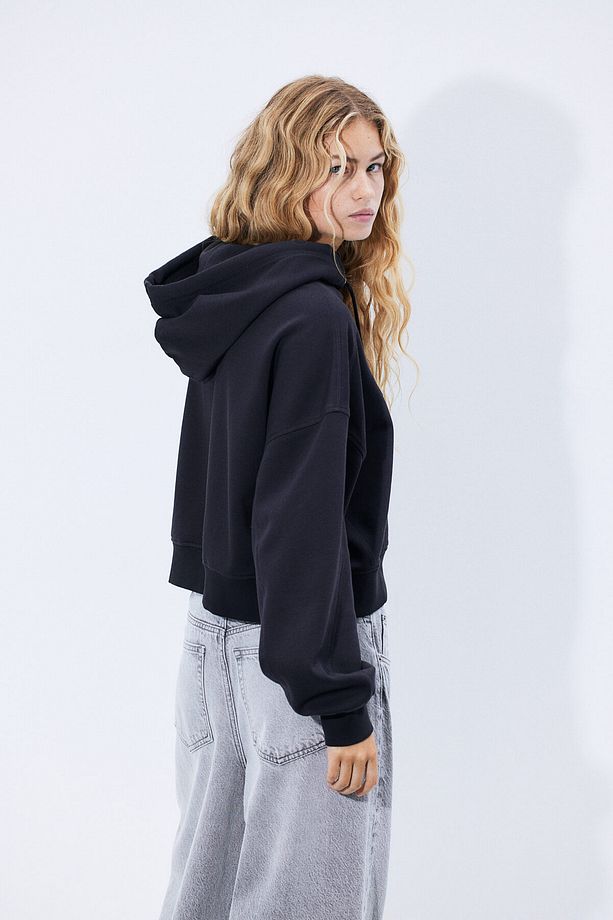 İşlemeli ve Kapüşonlu Oversize Üst - 5