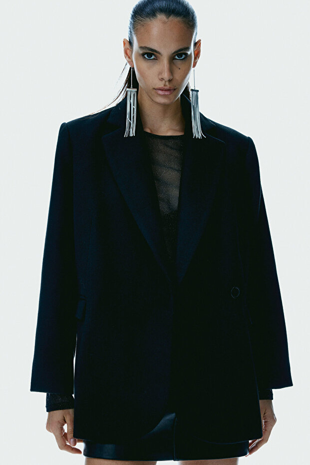 Tüylü Yüzeyli Gabardin Blazer - 3