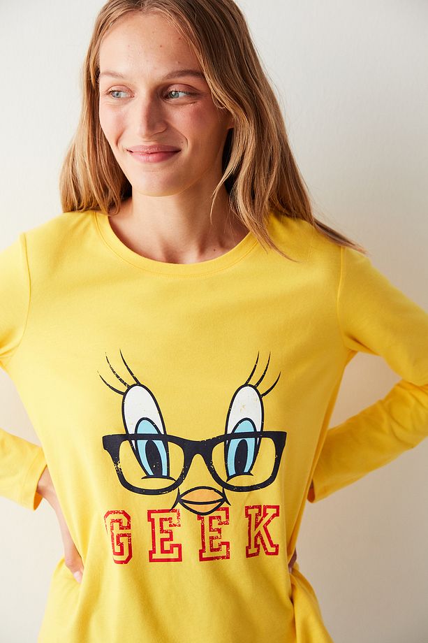Çok Renkli Lic Tweety Geek Checked Pijama Takımı - 6