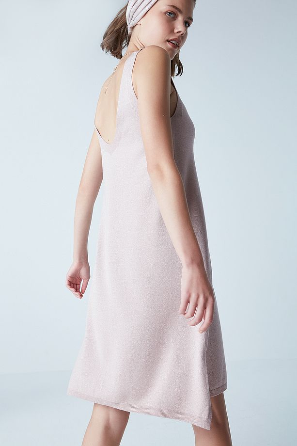 Gül Kurusu Dazzling Knitted Elbise - 3