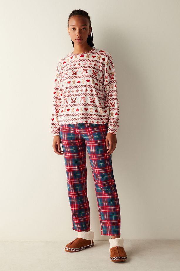 Fuzzy Sweatshirt Pembe Pijama Üstü - 3