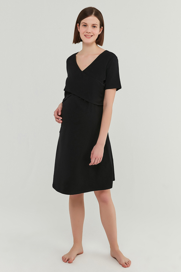 Kadın Siyah Hamile Elbisesi - 1