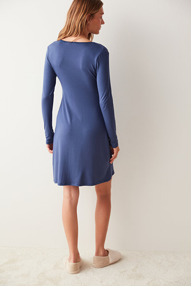 Night Solid Elbise - 6