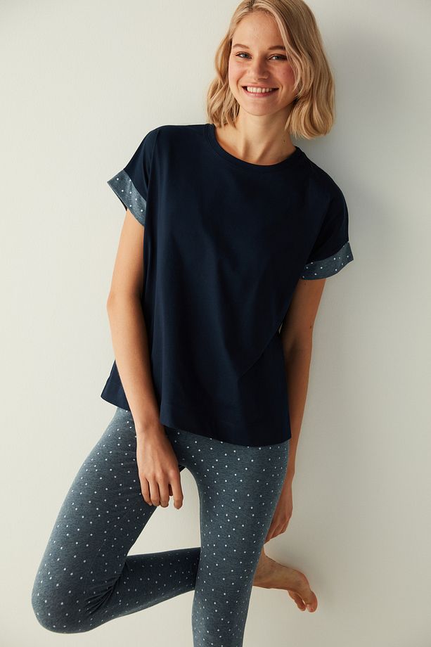 Mavi Tişört Pijama Üstü - 1