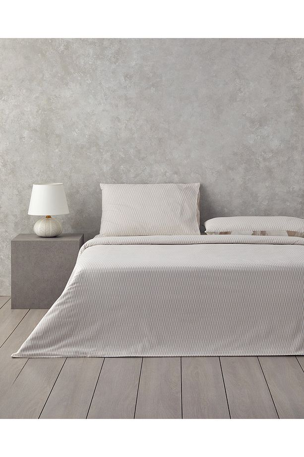 Modern Argyle Çift Taraflı Pamuk Tek Kişilik Nevresim Takımı 160x220 cm Bej - 2