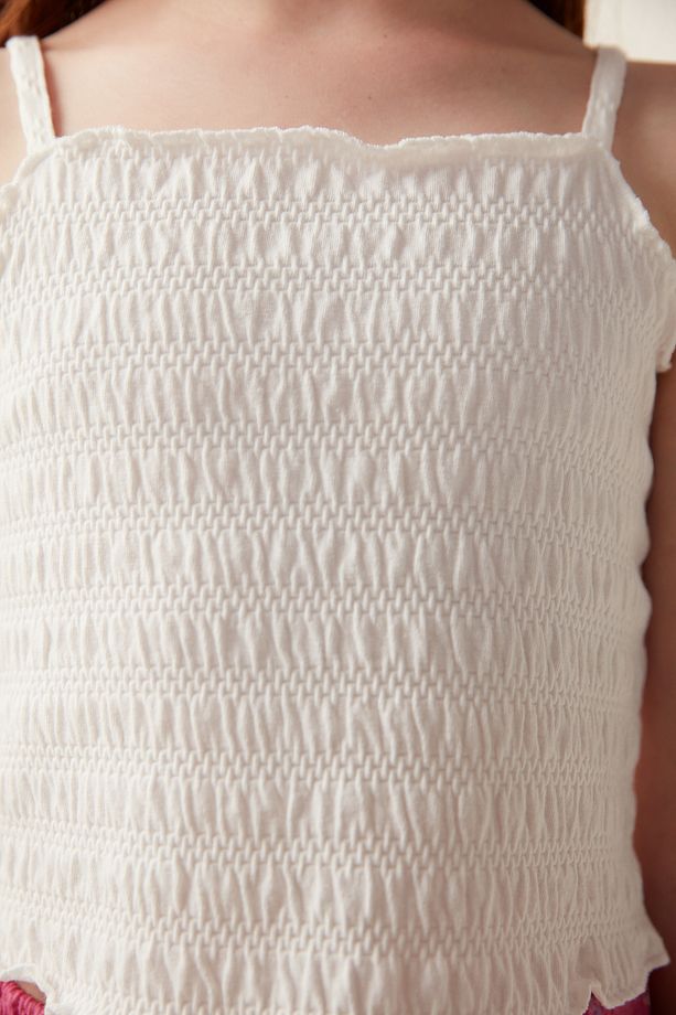Kız Çocuk Beyaz Askılı Üst Ve Pembe Çiçek Desenli Şort Pijama Takımı - 3