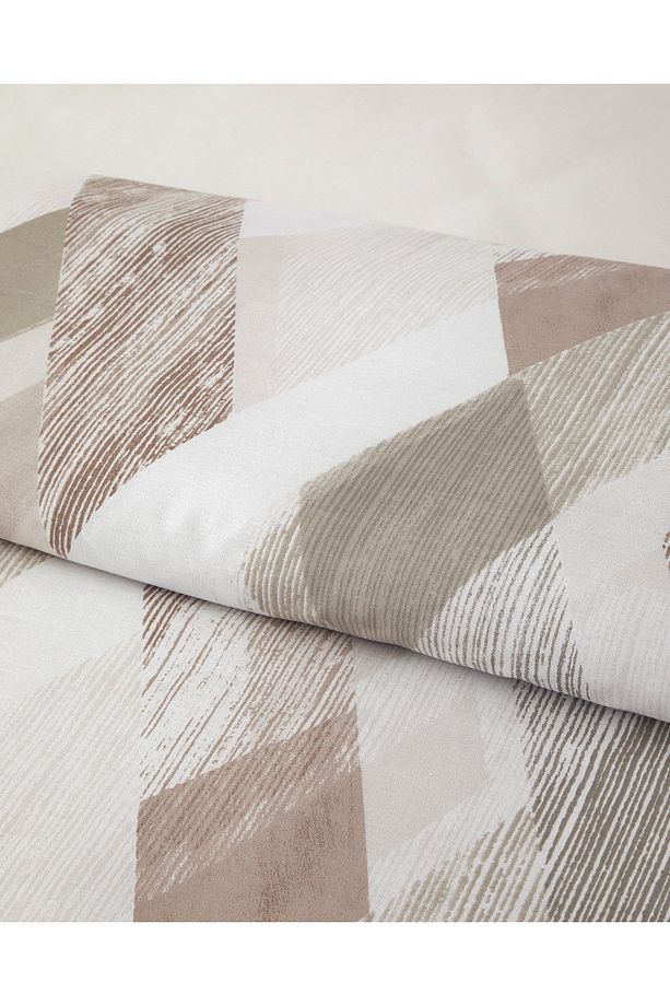 Modern Argyle Çift Taraflı Pamuk Tek Kişilik Nevresim Takımı 160x220 cm Bej - 4