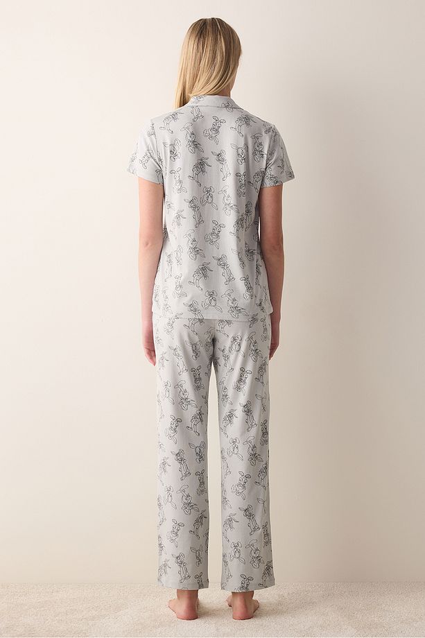 Pamuklu Tweety Açık Gri Gömlek Pantolon Pijama Takımı - 5