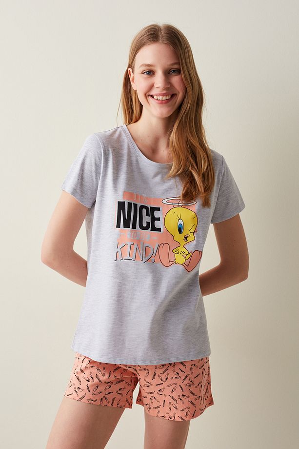 Çok Renkli Lic Kind Tweety Şort Pijama Takımı - 1