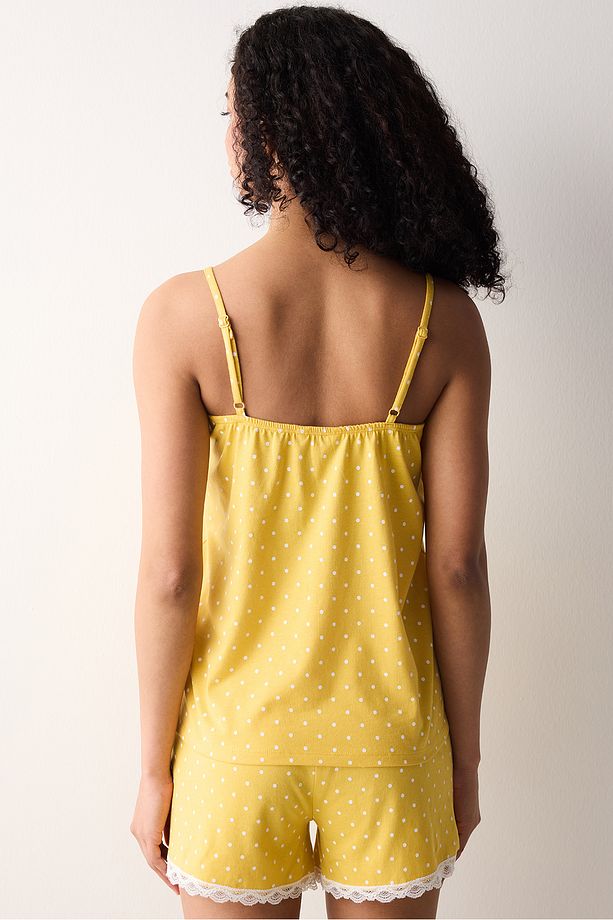 Pamuklu Hannah Sarı Şortlu Pijama Takımı - 4