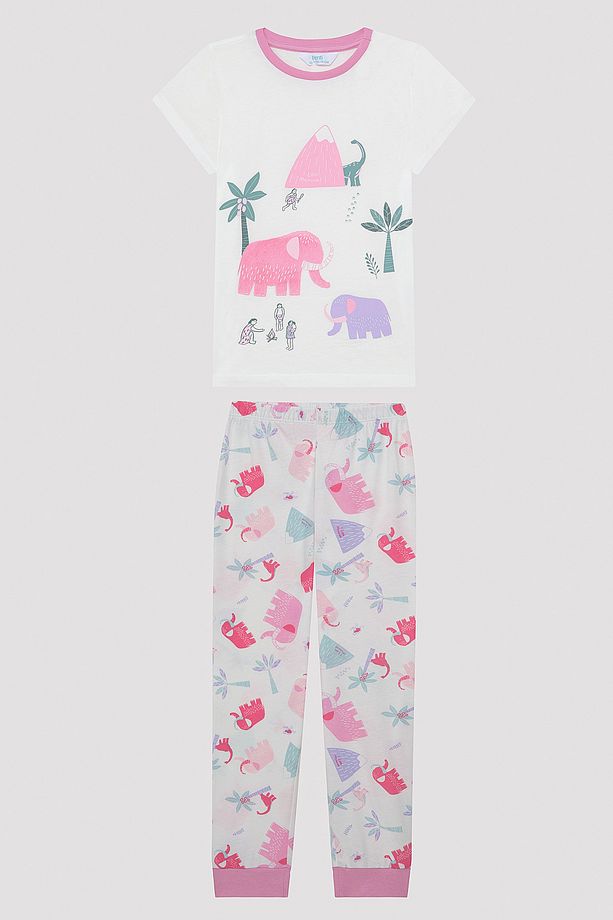 Kız Çocuk Mammoth Çok Renkli 2li Pijama Takımı - 5