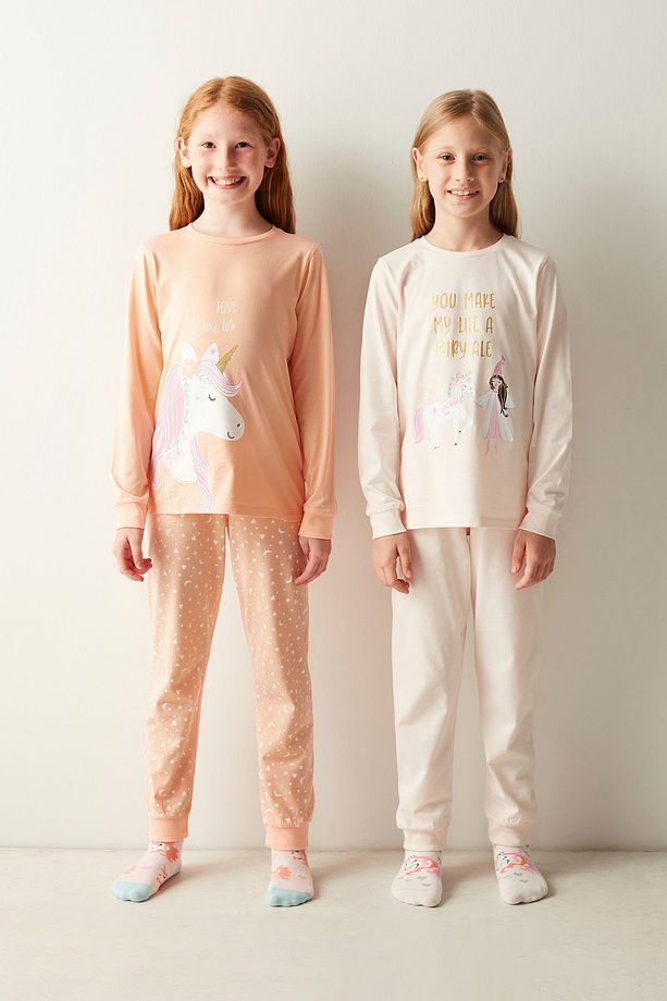 Kız Çocuk Sparkle Uzun Kollu 2'li Pijama Takımı - 4