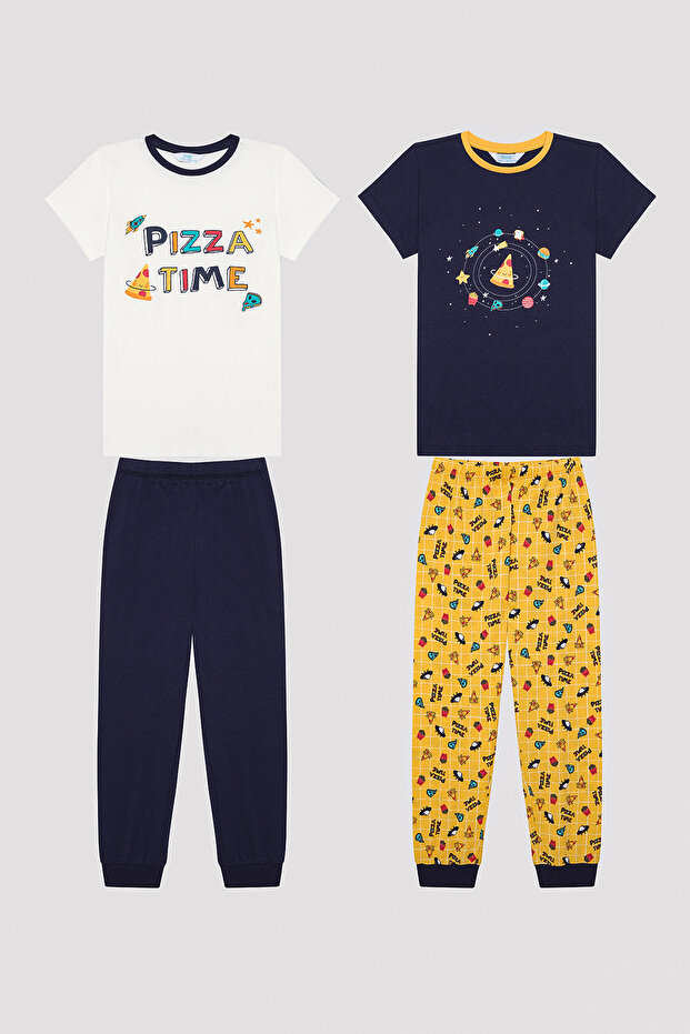 Boy's Galaxy Pizza Multicolor 2-Piece Pajama Set