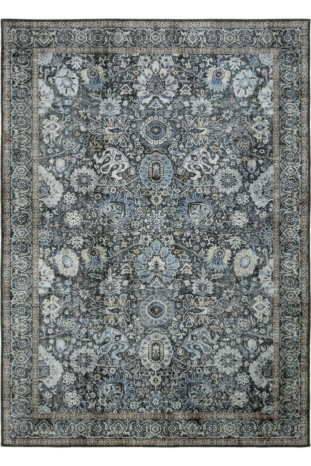 Private Green Runner Rug, Distressed Pattern, Vintage Chenille Rug, Authentic Floral Print Living Room Rug (xxx)