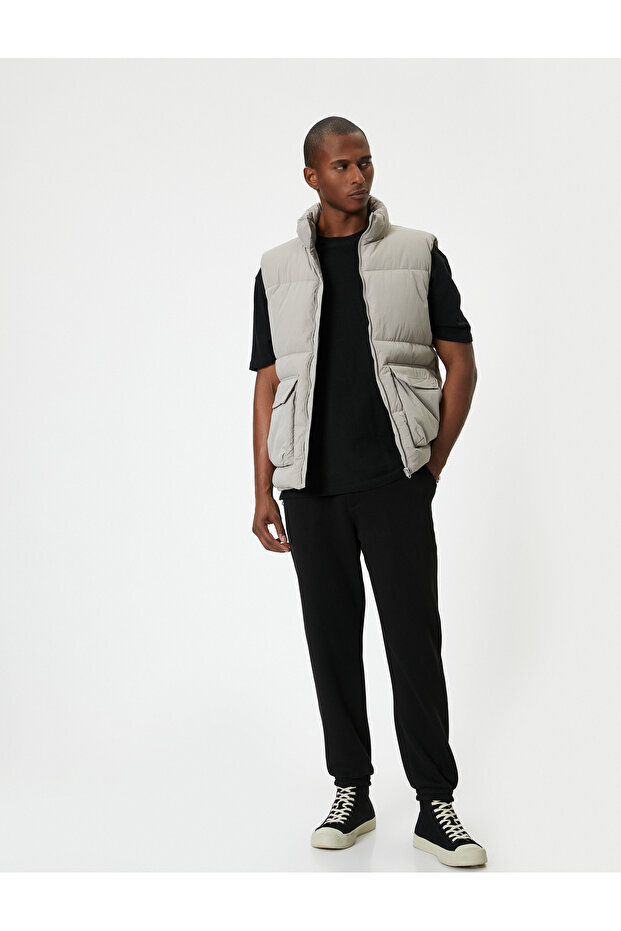 Jogger Sweatpants with Lace Waist Pocket Detail and Ribbon