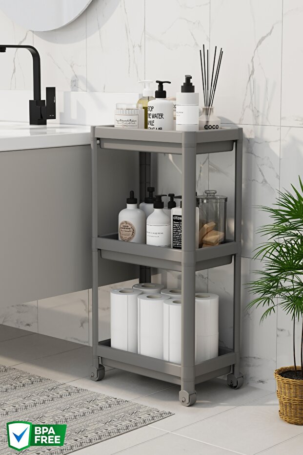 3 Tier under Counter, Bathroom Rolling Shelving Unit