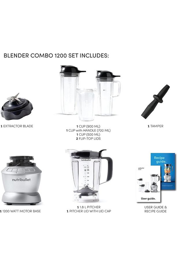 1200W Tam Boy Blender + Kombo Set - 9 Parça, Besin Ekstraksiyonu, Smoothie, Çorba - 5