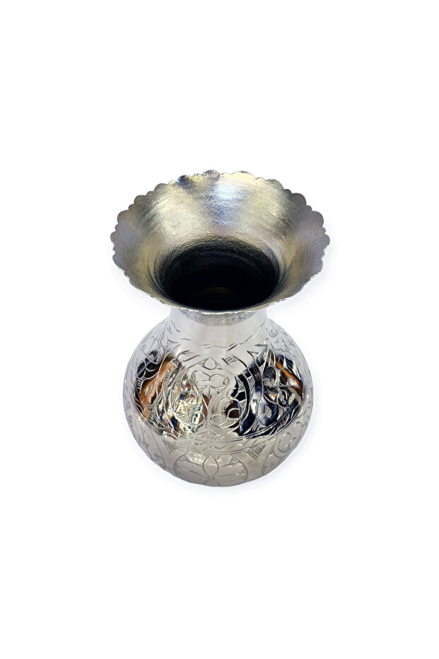 Oyma İşlemeli Bakır Vazo - 3