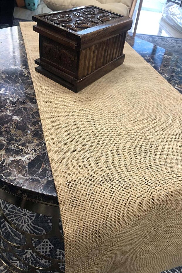 Premium Beige Jute Wicker Runner - Stain Resistant, Table Cloth 45X150Cm