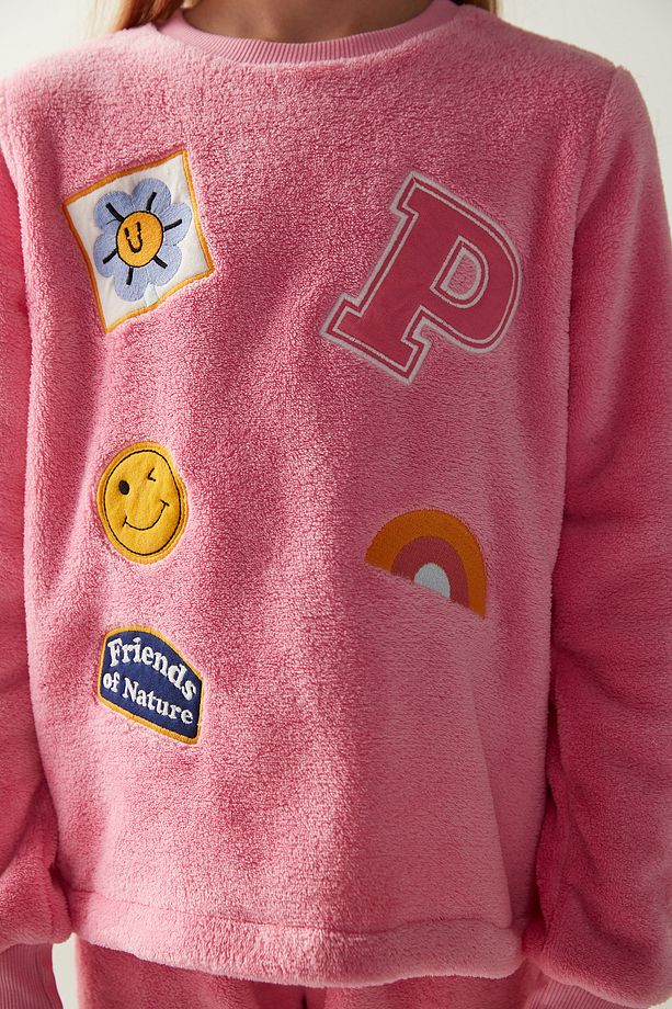 Kız Çocuk Patch ES Uzun Kollu Pijama Takımı - 4