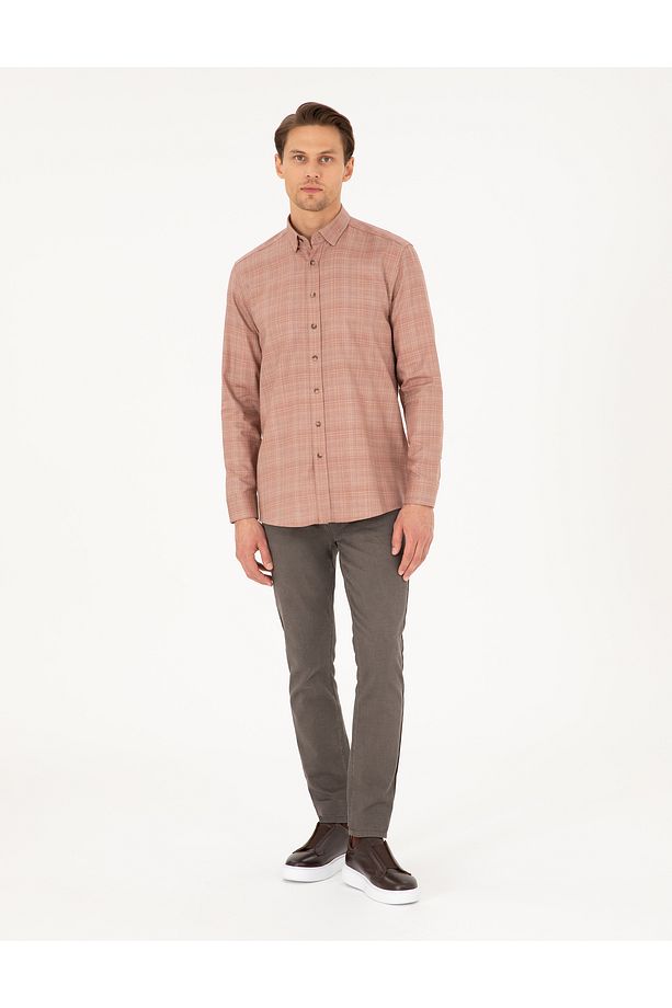 Turuncu Regular Fit Uzun Kollu Gömlek 50292241-VR051 - 4