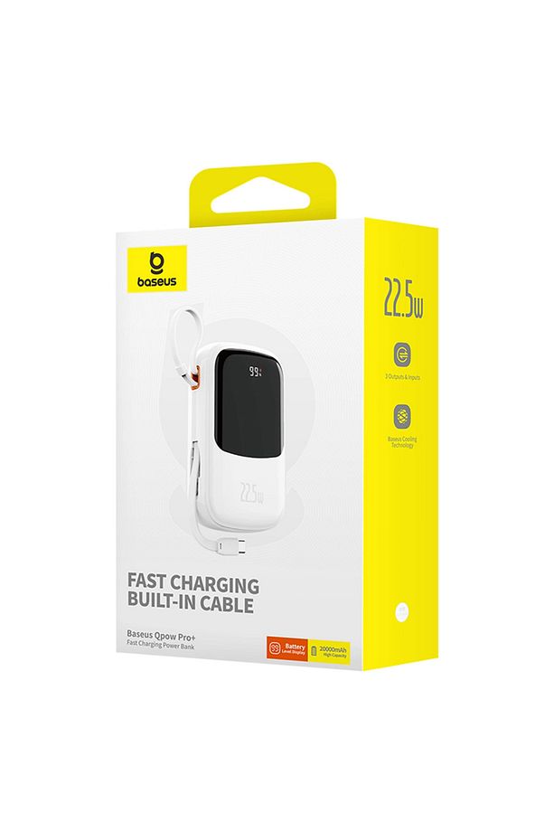 Qpow Pro Plus 20.000mah 22.5w Dijital Ekran Powerbank Hızlı Şarj Type-c Kablolu Iphone 15/1 - 5