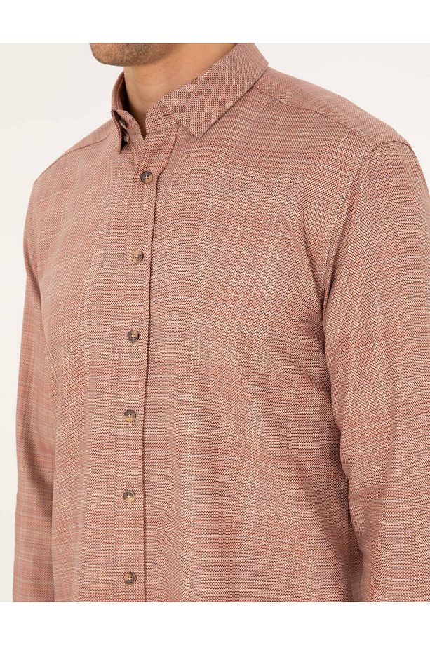 Turuncu Regular Fit Uzun Kollu Gömlek 50292241-VR051 - 7