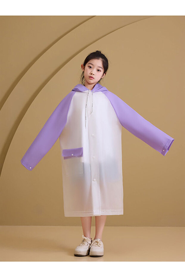 Raincoats for Kids, Reusable Rain Ponchos with Hood and Sleeves Waterproof