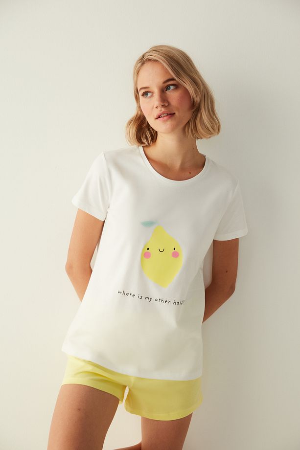 Limon Baskılı Tişört Şort Pijama Takımı - 2