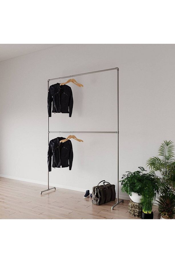 Endüstriyel Elbise Askılığı - Açık Gardrop Metal Elbise Teşhir Askısı -  Butik Teşhir Rafı-33 - 1