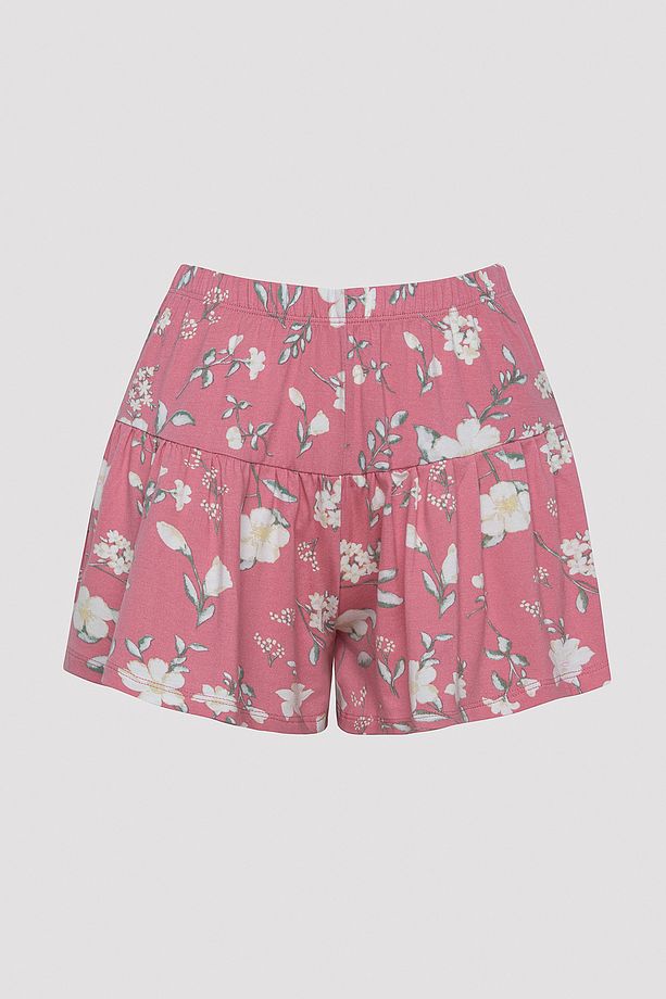 Floral Pembe Şort Pijama Altı - 6