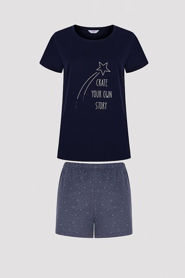 Base Story Lacivert Şortlu Pijama Takımı - 5