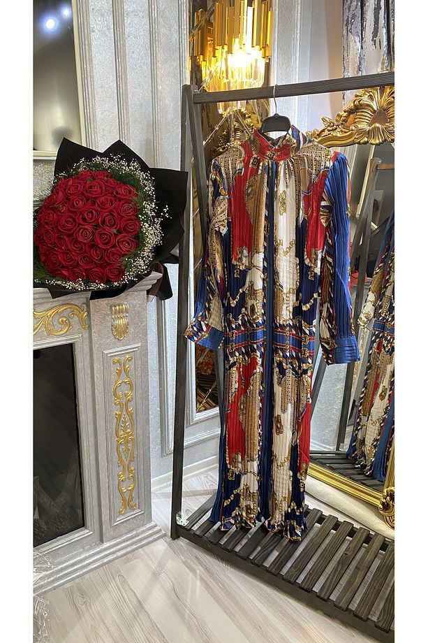 İthal Piliseli Versace Tasarım Elbise - 2
