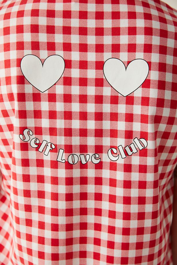 Base Self Love Kareli Gömlek Şort Pijama Takımı - 6