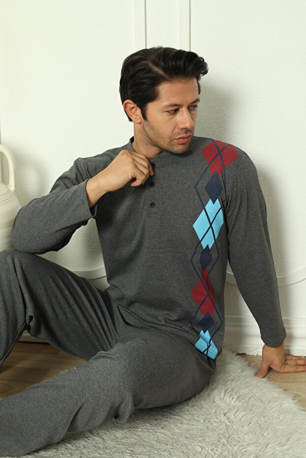 FLKM 5010 İnterlok Kalın Kışlık Desenli Erkek Ev Pijama Takımı - 4