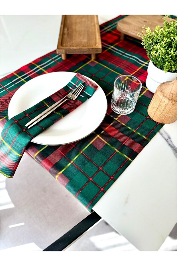Set of 2 Duck Linen Plaid Fabric Napkins 40X40 cm
