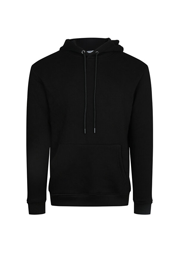 Women's Hooded Kangaroo Pocket Regular Fit Cotton Lined 3 Thread Ribbed Sweatshirt