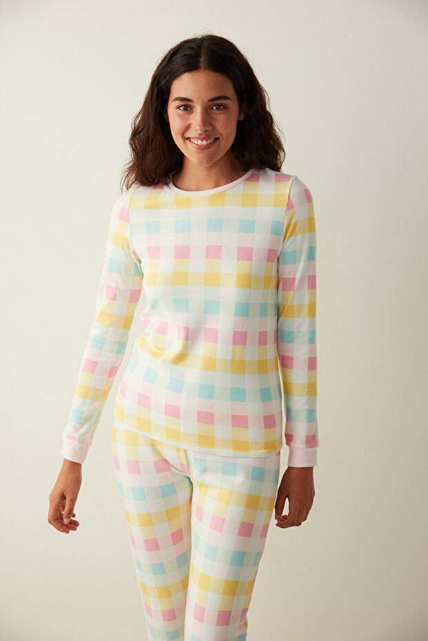 Colored Gingham Termal Tişört - 5