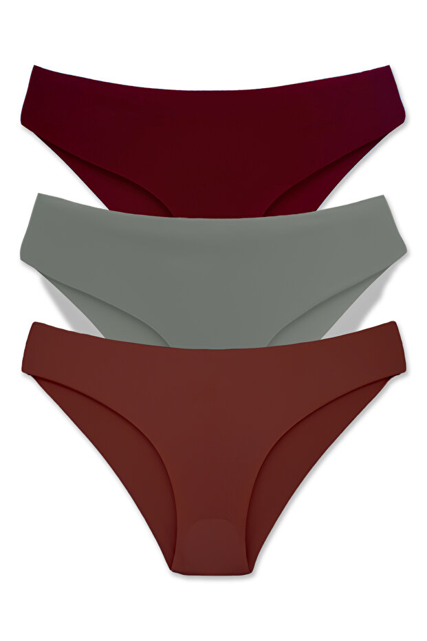 3-Piece Interlock Fabric Laser Cut Seamless Non-Marking Slip Women's Panties