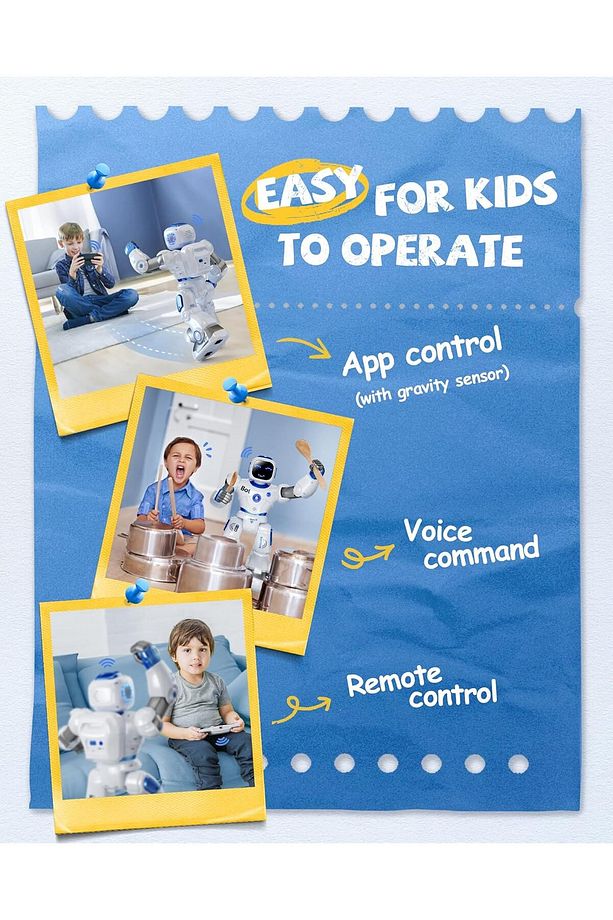 Ruko Smart Robot Kumandalı Programlanabilir İnteraktif RC Robot Ses Kontrollü ve App Kontrollü 40 Cm - 5
