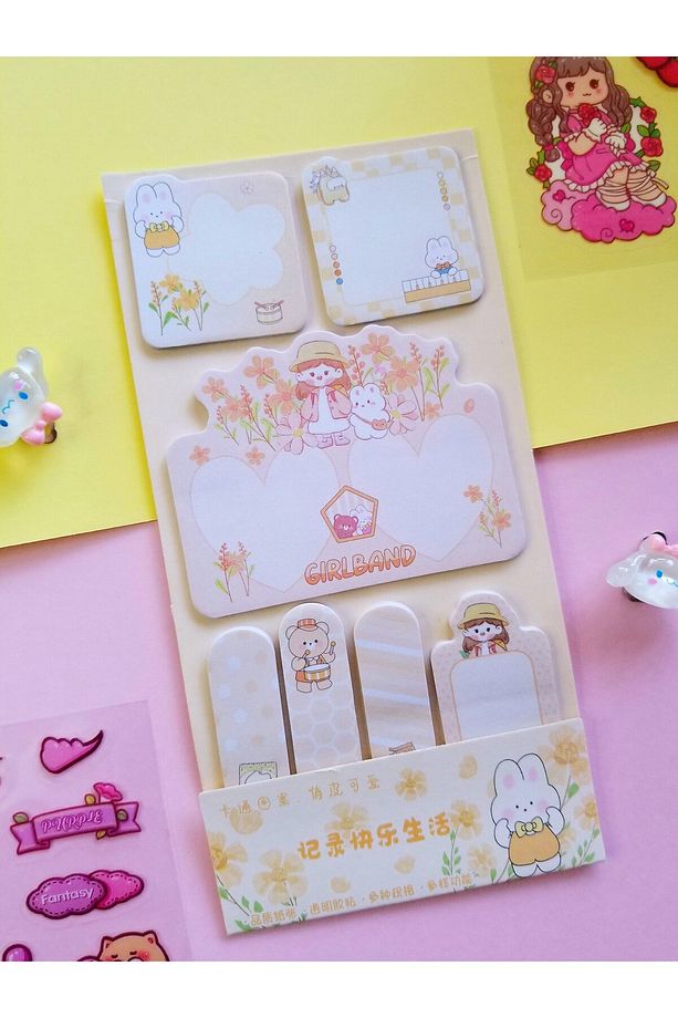 Kawaii Küçük Kız Japon Çizgi Karakter 140 Sayfa Yapışkan Yapışkanlı Post it Not Kağıdı ve Ayraç - 1