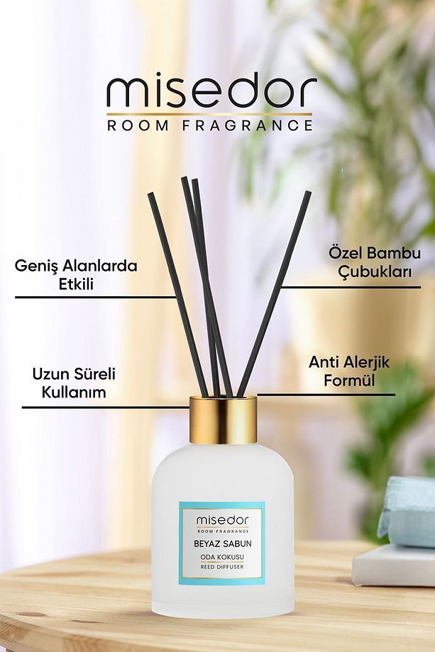 2 Li Set Beyaz Sabun Çubuklu Oda Kokusu 120 ml & Oda Spreyi 330 ml - 5